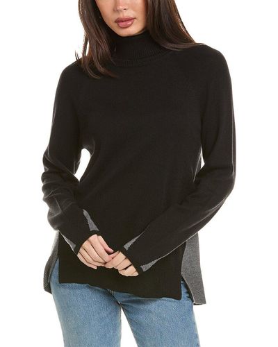 Splendid Colorblocked Turtleneck Wool-blend Sweater - Black