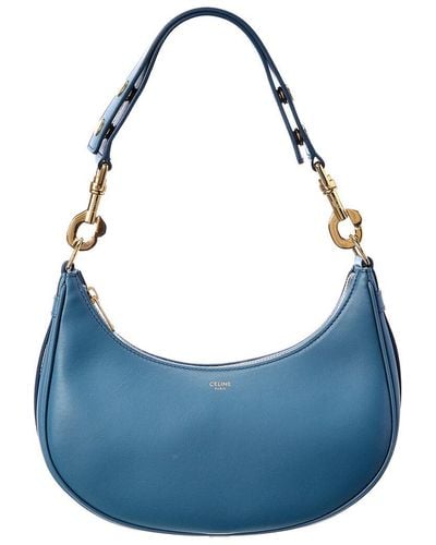 Celine Ava Strap Medium Leather Hobo Bag - Blue