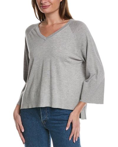 Forte High-low Silk & Cashmere-blend Top - Gray