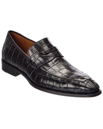 Mezlan Croc-embossed Leather Oxford - Black