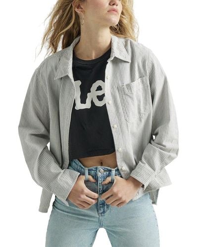 Lee Jeans Boxy Button Down Shirt - Gray