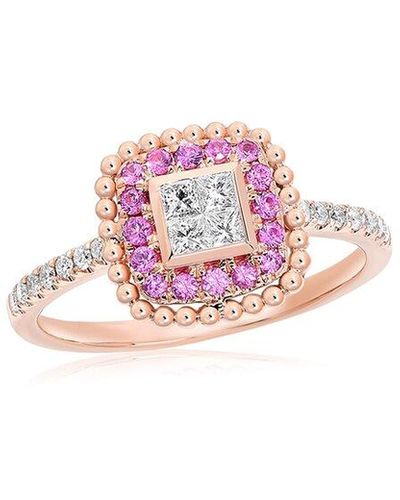 Diana M. Jewels Fine Jewelry 14k Rose Gold 0.29 Ct. Tw. Diamond & Sapphire Ring - Pink