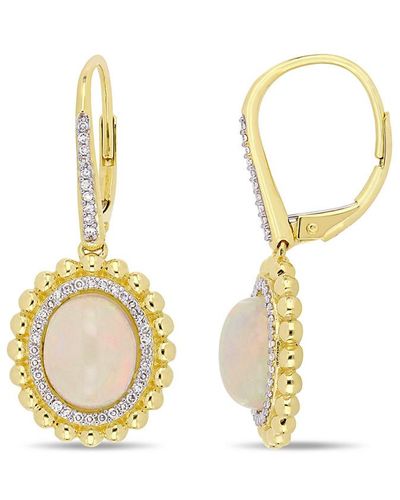 Rina Limor 14k 4.25 Ct. Tw. Diamond & Ethiopian Opal Earrings - Metallic