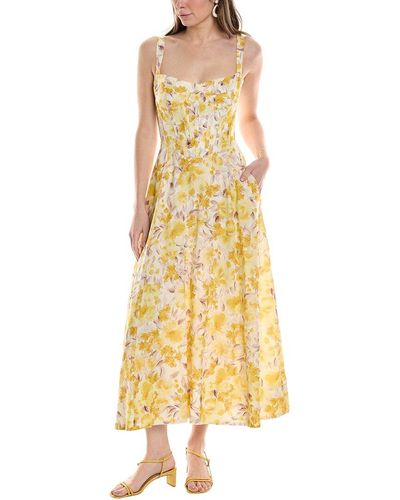 Bardot Lilah Corset Midi Dress - Yellow