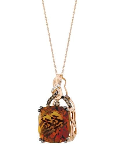 Le Vian 14k Strawberry Gold 13.66 Ct. Tw. Diamond & Smoky Quartz Pendant Necklace - Metallic