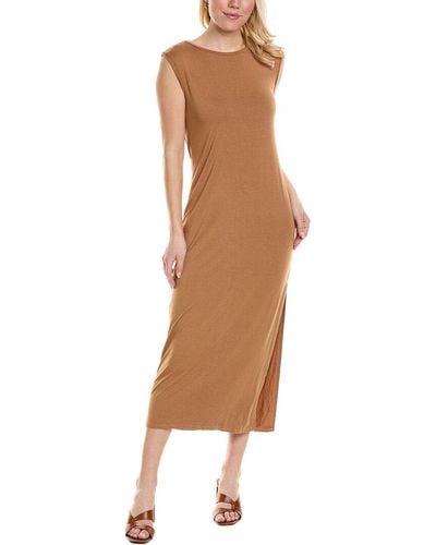 Stateside Luxe Jersey Boatneck Midi Dress - Brown