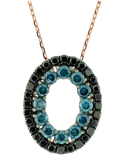 Suzy Levian 14k Rose Gold 1.95 Ct. Tw. Diamond Necklace - Blue