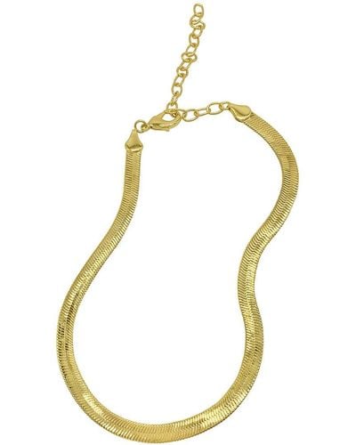 Adornia 14k Plated Water-resistant Herringbone Chain Necklace - Metallic