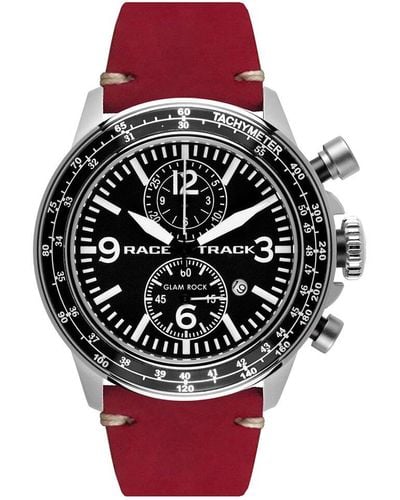 Glamrocks Jewelry Racetrack Action Tachymeter Watch - Red