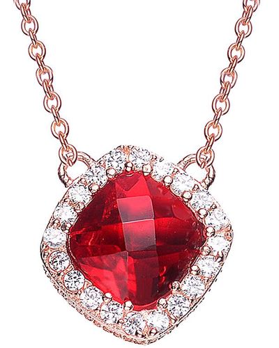 Genevive Jewelry 14k Rose Gold Vermeil Necklace - Red
