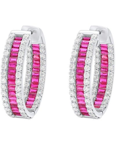 Diana M. Jewels Fine Jewellery 14k 7.88 Ct. Tw. Diamond & Ruby Earrings - Pink