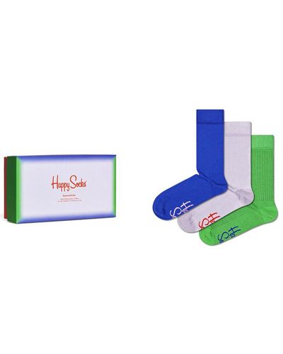 Happy Socks 3pk Color Smash Socks Gift Set - Blue