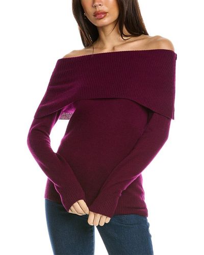 Forte Marilyn Off-the-shoulder Cashmere Pullover - Purple