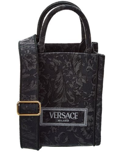 Versace Barocco Athena Mini Canvas Tote - Black