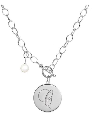 Jane Basch Designs 9mm Pearl Initial Necklace - White
