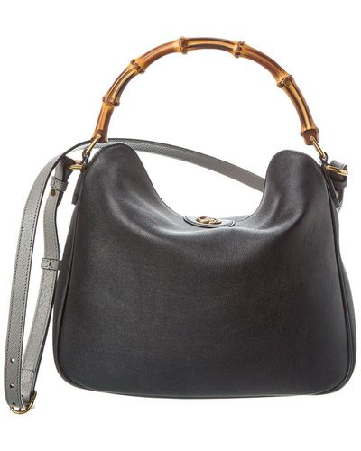 Gucci Diana Medium Leather Shoulder Bag - Black