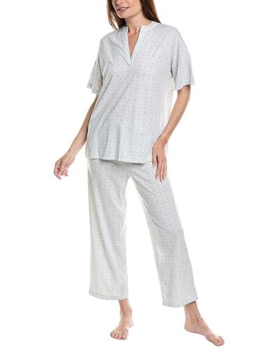 N Natori Imperial Geo Pajama Pant Set - White