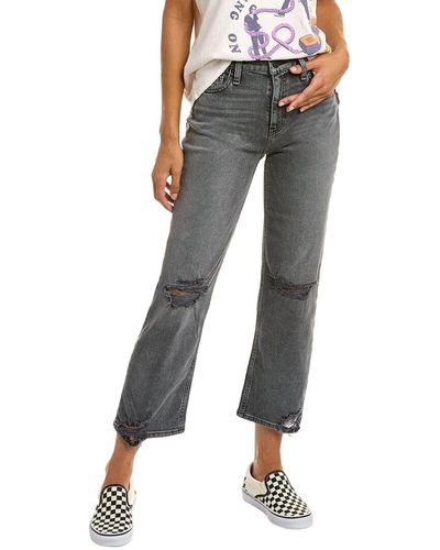 Hudson Jeans Remi Stone Gray High-rise Straight Crop Jean - Blue