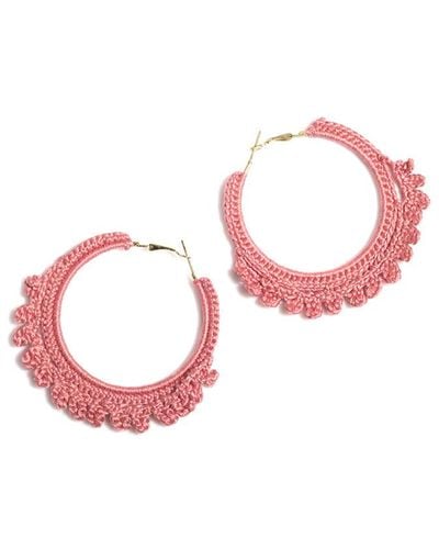 Shiraleah Emme Crocheted Hoops - Pink