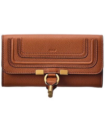 Chloé Marcie Long Leather Zip Around Wallet - Brown