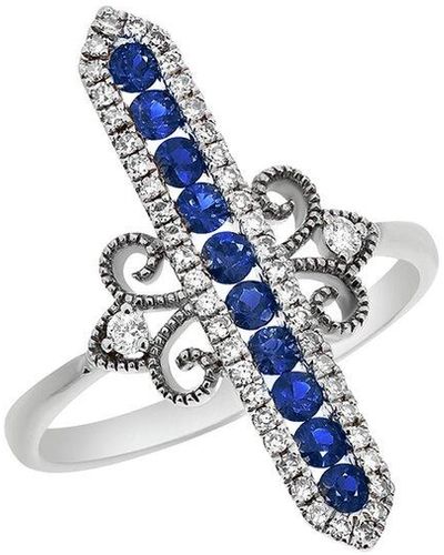 Diana M. Jewels Fine Jewelry 14k 0.63 Ct. Tw. Diamond & Sapphire Half-eternity Ring - Blue