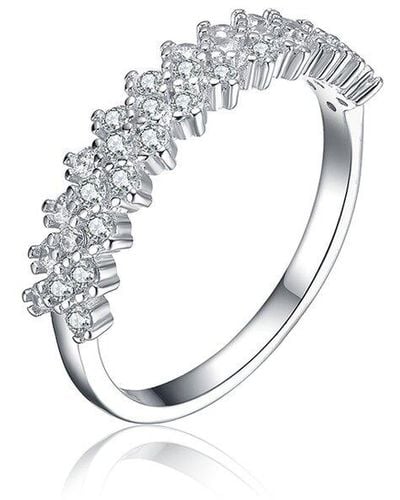 Genevive Jewelry Silver Cz Half-eternity Ring - White