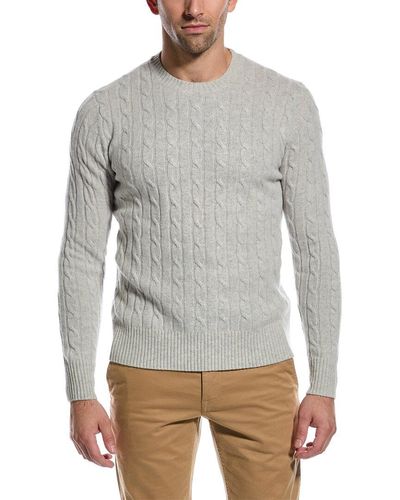 Brooks Brothers Cable Wool Crewneck Sweater - Gray