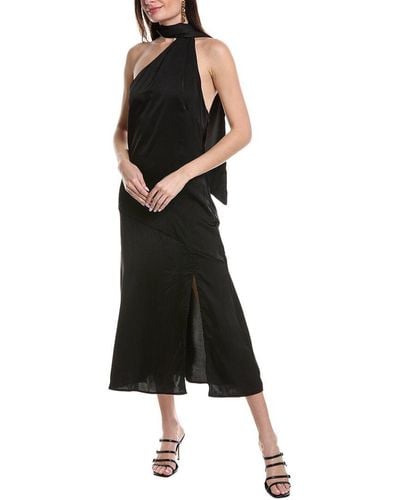 REVERIEE One-shoulder Midi Dress - Black