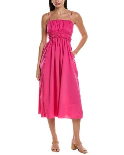 Harper Gathered Midi Dress - Pink