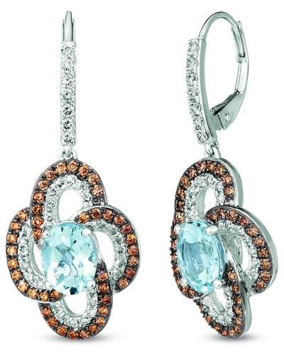 Le Vian Le Vian 14k 3.28 Ct. Tw. Diamond & Aquamarine Drop Earrings - Blue
