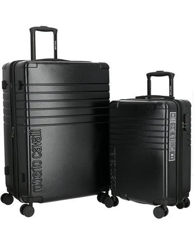 Roberto Cavalli Core Molded Collection 2pc Expandable Luggage Set - Black