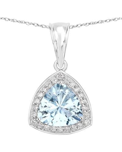 Diana M. Jewels Fine Jewellery 14k 2.24 Ct. Tw. Diamond & Aquamarine Pendant - Blue