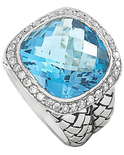 Scott Kay Silver 0.44 Ct. Tw. Diamond & Topaz Ring - Blue