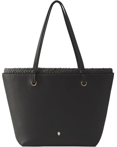 Helen Kaminski Leather & Raffia Bag - Black