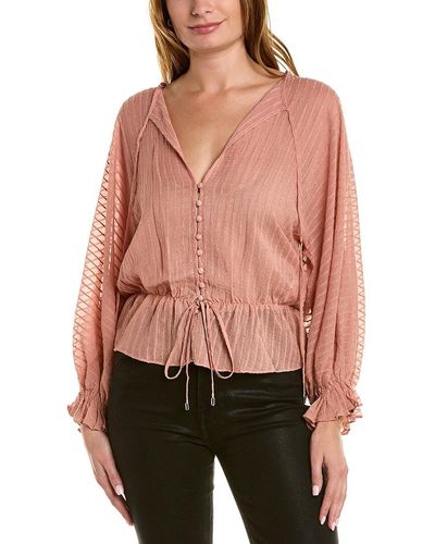 We Are Kindred Aurora Tie Neck Blouse - Red
