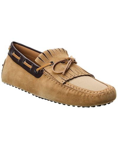 Tod's Canvas & Suede Loafer - Brown