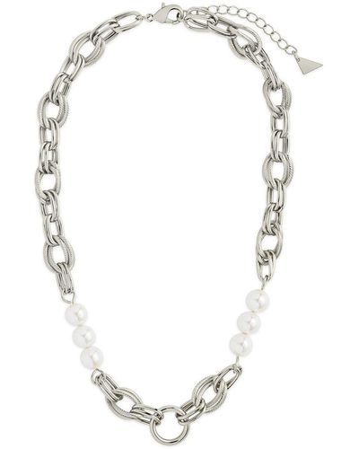 Sterling Forever Rhodium Plated 9mm Pearl Ivanna Necklace - White