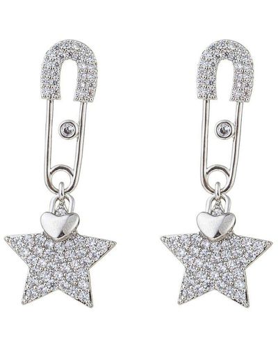 Eye Candy LA Luxe Collection Cz Safety Pin Star Dangle Earrings - White