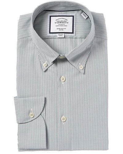 Charles Tyrwhitt Non-iron Button-down Check Extra Slim Fit Shirt - Gray