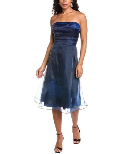 Rene Ruiz Rene By Collection Hand-draped Strapless Midi Dress - Blue