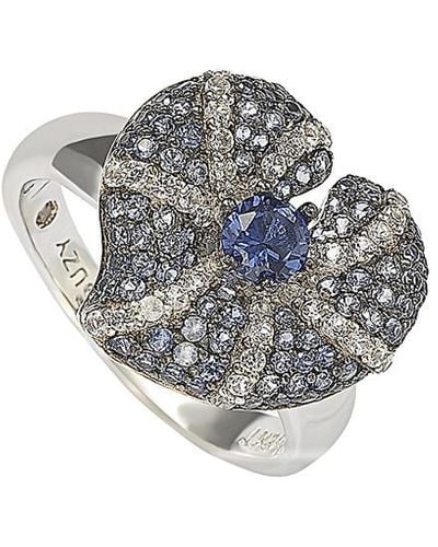 Suzy Levian Floral 18k & Silver 1.82 Ct. Tw. Sapphire Ring - Gray