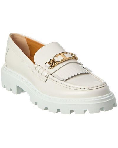 Tod's Fringed Leather Loafer - White