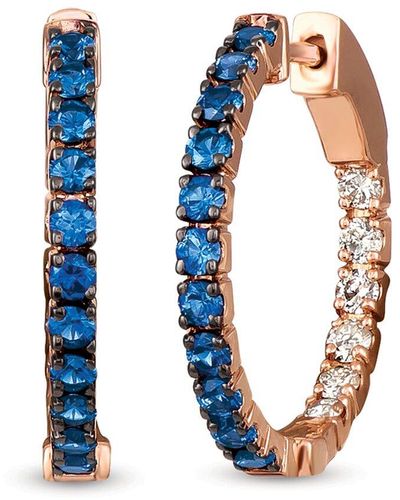 Le Vian 14k Rose Gold 1.04 Ct. Tw. Diamond & Sapphire Earrings - Blue