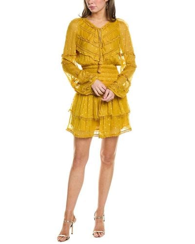 Hemant & Nandita Solid Mini Dress - Yellow