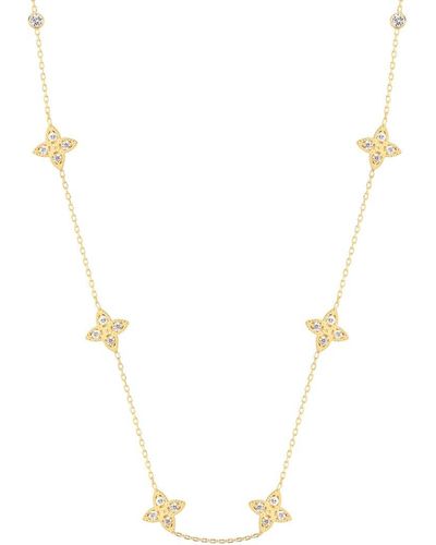 Gabi Rielle Shining Moment 14k Over Silver Cz Enchanting Clover Necklace - White