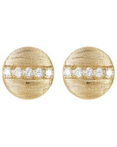 Adornia 14k Yellow Gold Plated Swarovski Crystal Accented Coin Stud Earrings - Natural