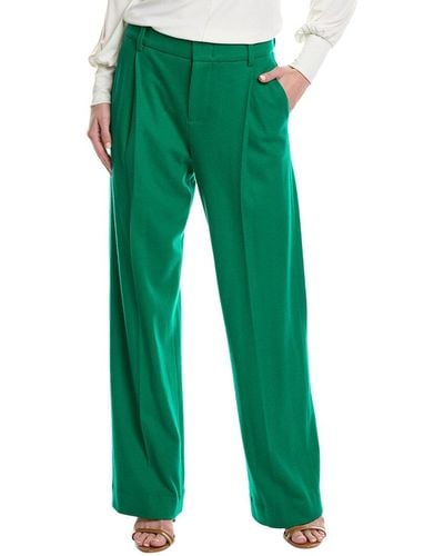 Vince Cozy Tailored Wide Leg Wool-blend Pant - Green