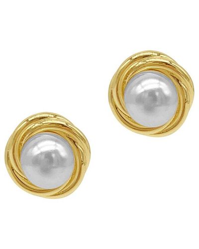 Adornia Imitation Pearl Framed Earrings - Metallic