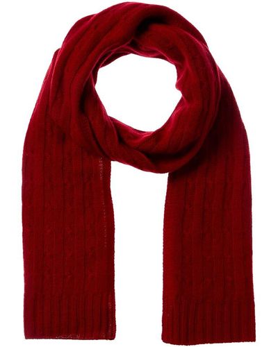 Qi Cashmere Cable Stitch Cashmere Scarf - Red
