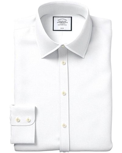 Charles Tyrwhitt Classic Fit Egyptian Lattice Weave Shirt - White